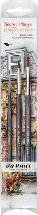 Produktbild: da Vinci Aquarellpinsel 3er Set: Secret Places Watercolor, Frau Bommel