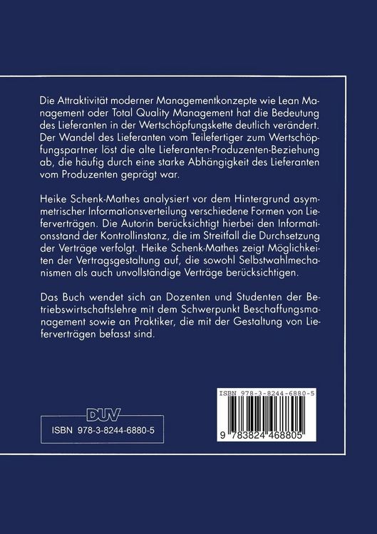Produktbild: Gestaltung von Lieferbeziehungen bei Informationsasymmetrie
