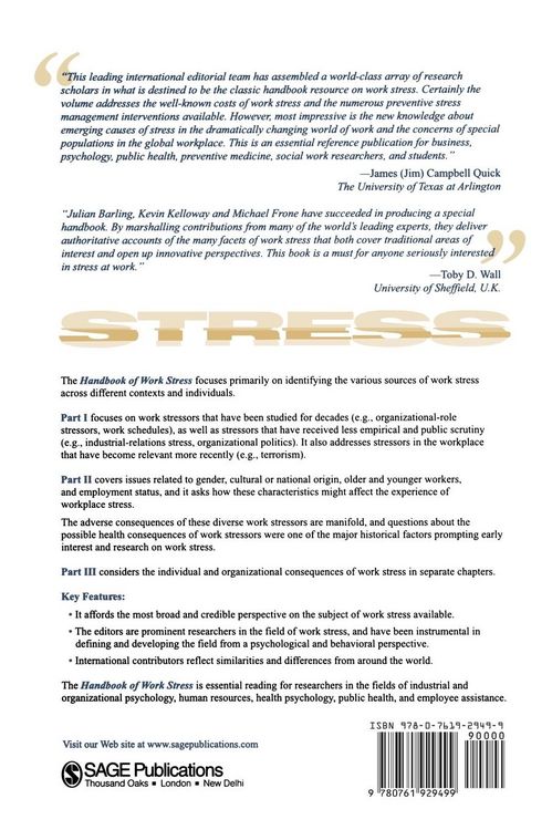 Produktbild: Handbook of Work Stress