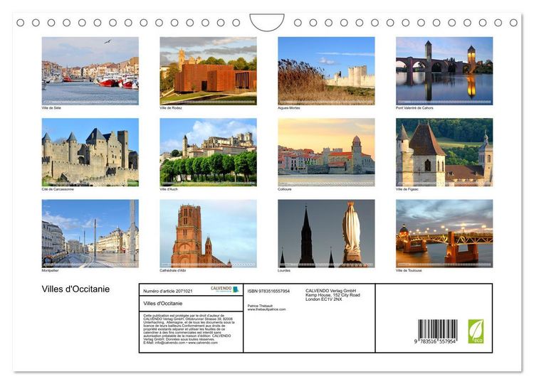 Produktbild: Villes d'Occitanie (Calendrier mural 2026 DIN A4 vertical), CALVENDO calendrier mensuel