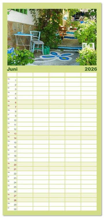 Produktbild: Familienplaner 2026 - Samos - gr&uuml;ne Perle in der &Auml;g&auml;is mit 5 Spalten (Wandkalender, 21 x 45 cm) CALVENDO
