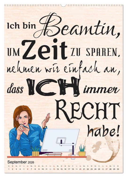 Produktbild: Beamten-Spr&uuml;che (Wandkalender 2026 DIN A2 hoch), CALVENDO Monatskalender