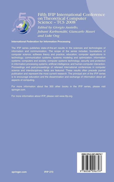 Produktbild: Fifth IFIP International Conference on Theoretical Computer Science - TCS 2008
