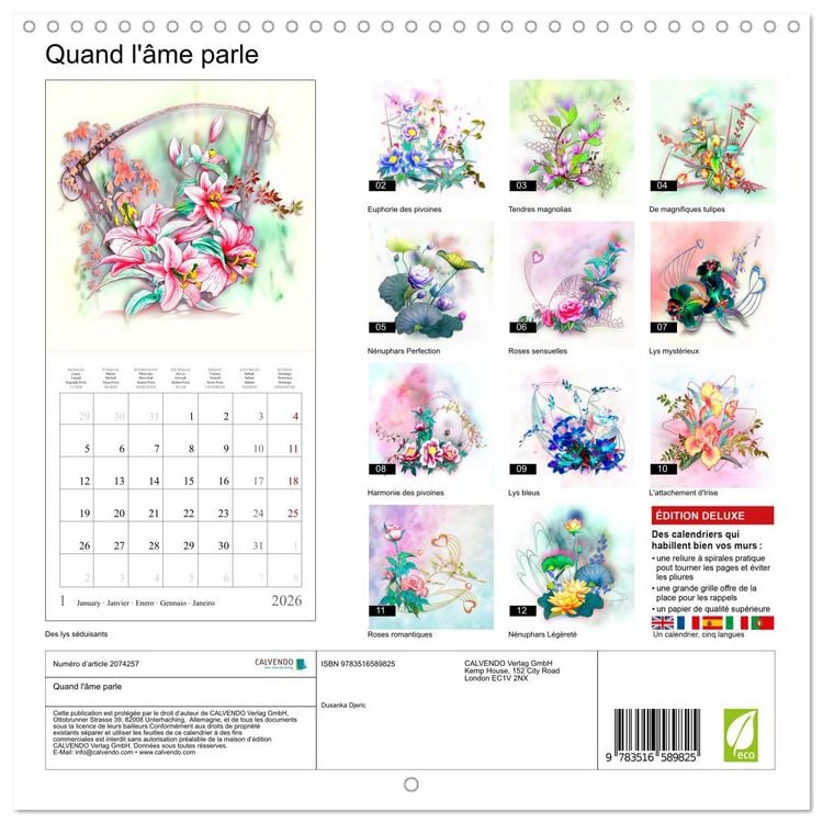 Produktbild: Quand l'&acirc;me parle (Calendrier mural carr&eacute; 2026 30x30 cm) Calendrier double avec une page pour vos prises de notes