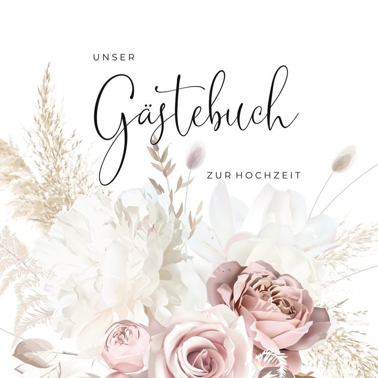 Produktbild: G&auml;stebuch zur Hochzeit romantische Boho-Rosen