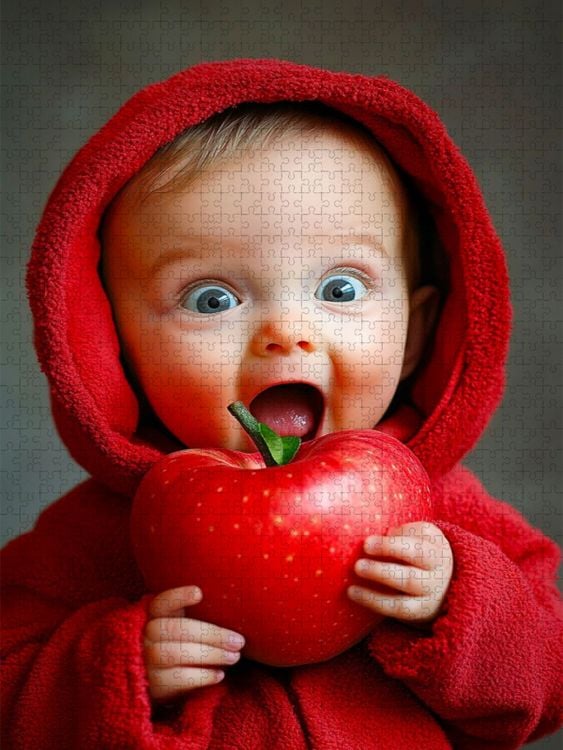 Produktbild: CALVENDO Puzzle Ein Motiv aus dem Kalender Babys in Bestform - Lustige Fr&uuml;chtchen | 1000 Teile Lege-Gr&ouml;&szlig;e 64x48cm Foto-Puzzle f&uuml;r gl&uuml;ckliche Stunden