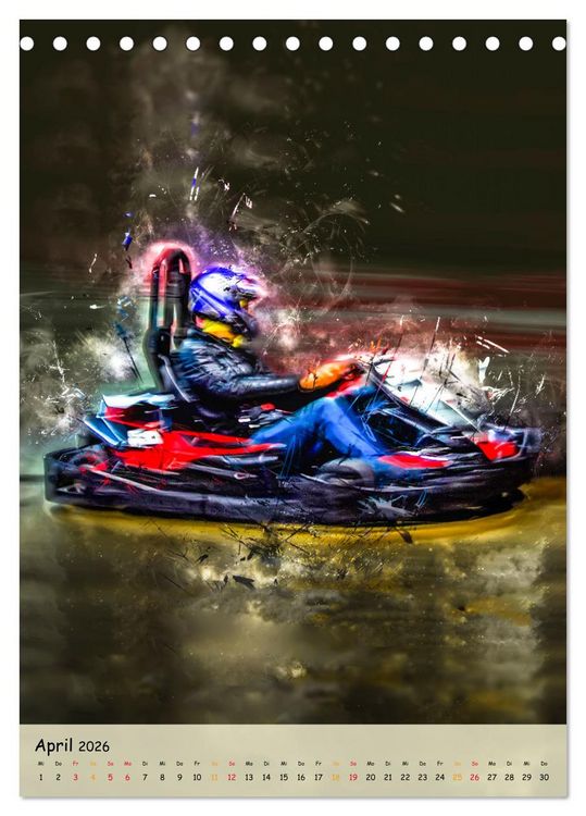 Produktbild: Gokart spektakul&auml;r (Tischkalender 2026 DIN A5 hoch), CALVENDO Monatskalender
