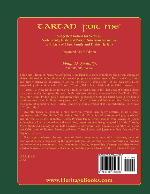 Produktbild: Tartan for Me! Suggested Tartans for Scottish, Scotch-Irish, Irish, and North American Surnames with Lists of Clan, Family, and District Tartans. Expa
