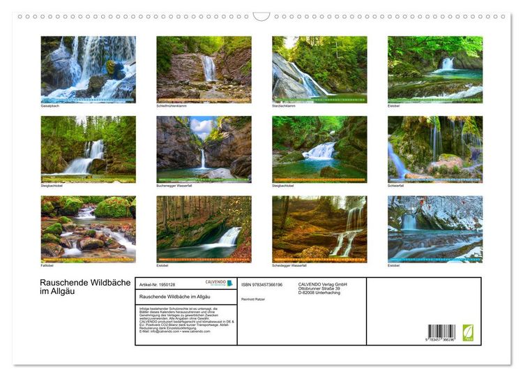 Produktbild: Rauschende Wildb&auml;che im Allg&auml;u (Wandkalender 2026 DIN A2 quer), CALVENDO Monatskalender