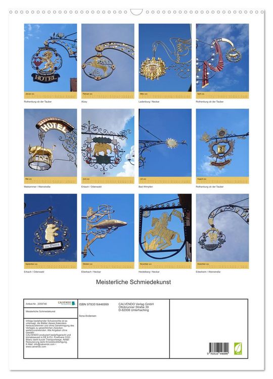 Produktbild: Meisterliche Schmiedekunst (Wandkalender 2026 DIN A2 hoch), CALVENDO Monatskalender