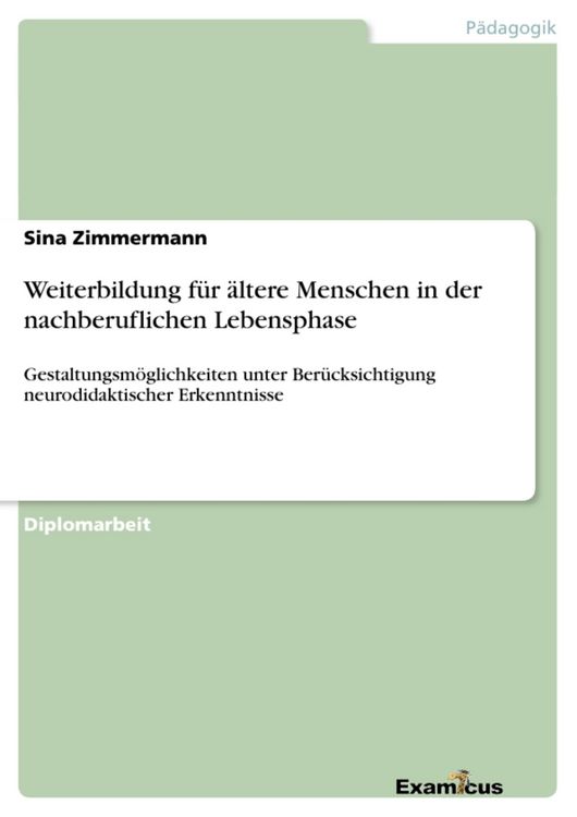 Produktbild: Weiterbildung f&uuml;r &auml;ltere Menschen in der nachberuflichen Lebensphase