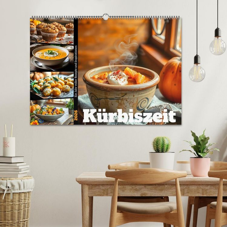 Produktbild: K&uuml;rbiszeit - Ein Jahr voller Rezepte und Inspirationen (Wandkalender 2026 DIN A2 quer), CALVENDO Monatskalender