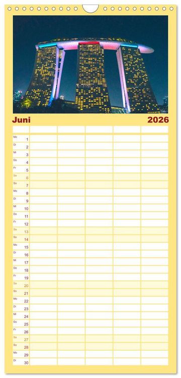 Produktbild: Familienplaner 2026 - Singapur - Die Stadt am Puls der Zeit. mit 5 Spalten (Wandkalender, 21 x 45 cm) CALVENDO
