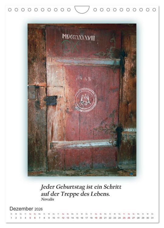 Produktbild: T&uuml;ren mit Philosophischen Gedanken (Wandkalender 2026 DIN A4 hoch), CALVENDO Monatskalender