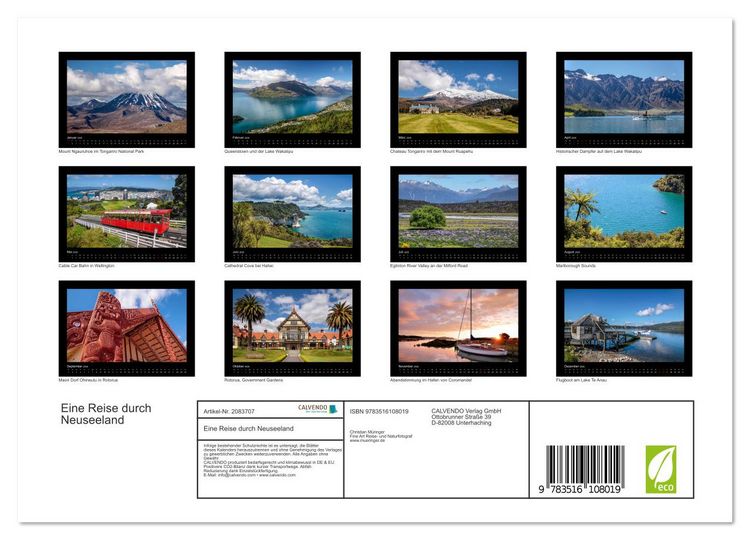Produktbild: Eine Reise durch Neuseeland (Wandkalender 2026 DIN A4 quer), CALVENDO Monatskalender