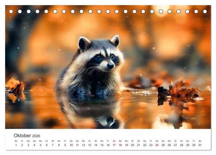 Produktbild: Frech, flauschig, fantastisch - Der Waschb&auml;ren-Kalender (Tischkalender 2026 DIN A5 quer), CALVENDO Monatskalender