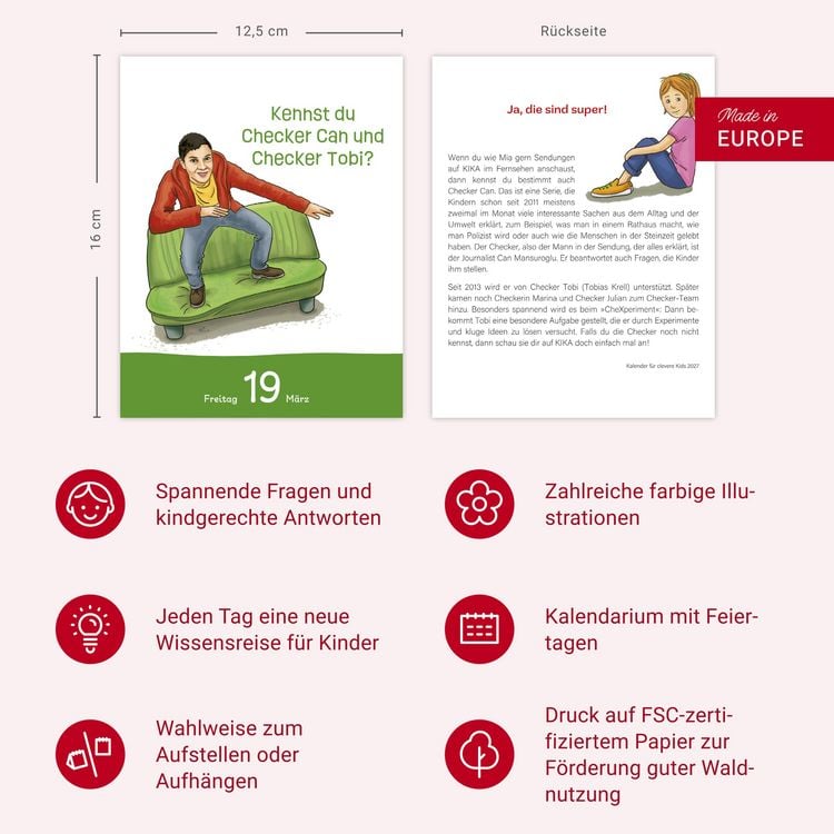 Produktbild: Kalender f&uuml;r clevere Kids Tagesabrei&szlig;kalender 2027