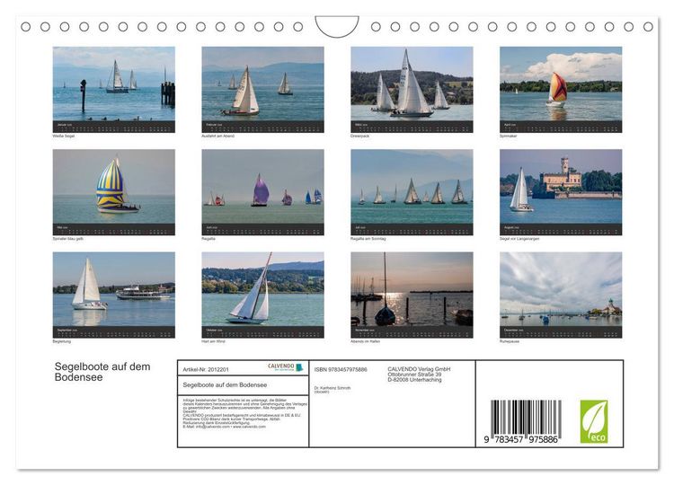 Produktbild: Segelboote auf dem Bodensee (Wandkalender 2026 DIN A4 quer), CALVENDO Monatskalender