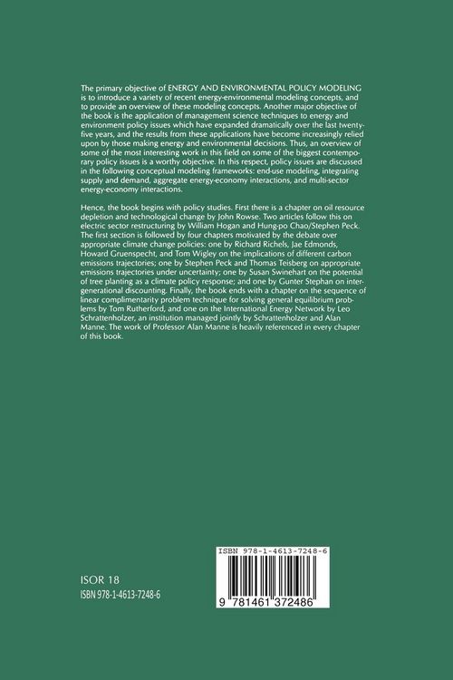 Produktbild: Energy and Environmental Policy Modeling