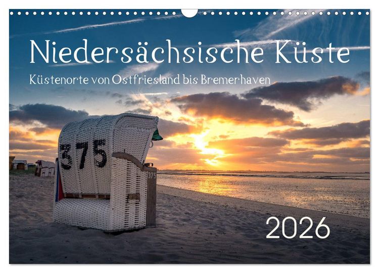 Produktbild: Nieders&auml;chsische K&uuml;ste - K&uuml;stenorte von Ostfriesland bis Bremerhaven (Wandkalender 2026 DIN A3 quer), CALVENDO Monatskalender