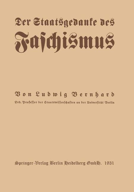Produktbild: Der Staatsgedanke des Faschismus