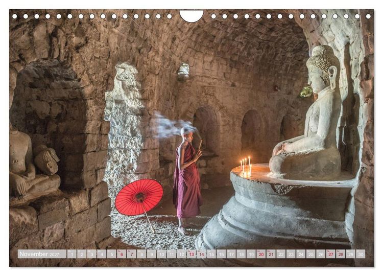 Produktbild: IM REICH DES BUDDHA - DER ROTE SCHIRM (Wandkalender 2027 DIN A4 quer), CALVENDO Monatskalender