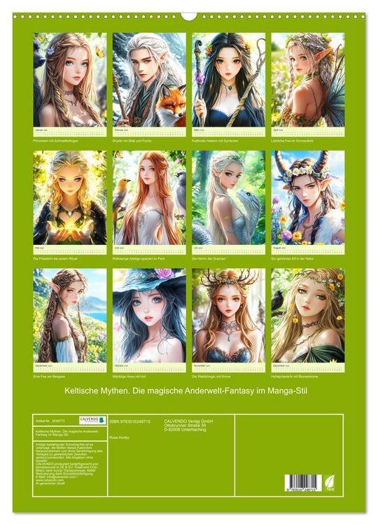Produktbild: Keltische Mythen. Die magische Anderwelt-Fantasy im Manga-Stil (Wandkalender 2026 DIN A2 hoch), CALVENDO Monatskalender