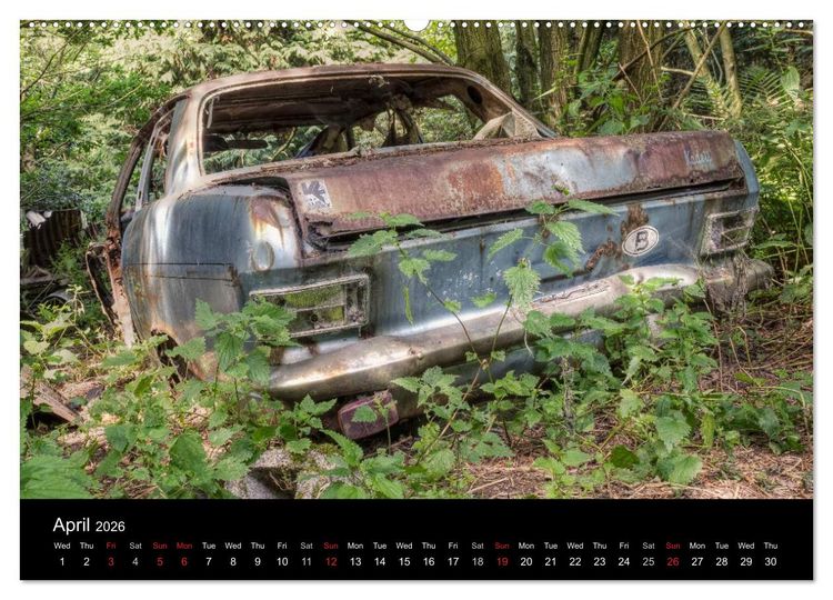 Produktbild: Sleeping Beauties Old Rusty Cars (High Quality Premium Wall Calendar 2026 DIN A2 landscape),CALVENDO 12 Month Wall Calendar