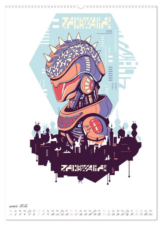 Produktbild: Cyberpunk Futuristes (Calendrier mural 2026 DIN A2 horizontal), CALVENDO calendrier mensuel