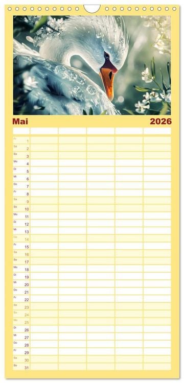 Produktbild: Familienplaner 2026 - Tierische Balance mit 5 Spalten (Wandkalender, 21 x 45 cm) CALVENDO