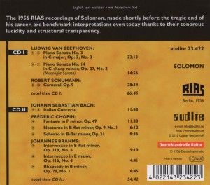 Produktbild: Solomon: Solomon:Beethoven/Schumann/Bach/Chopin/Brahms