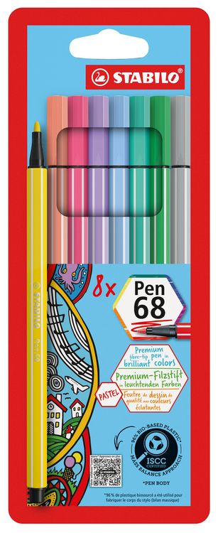 Produktbild: STABILO Premium-Filzstift -   Pen 68 - 8er Pack - Pastellfarben
