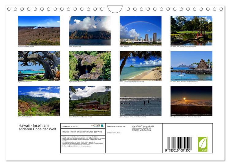 Produktbild: Hawaii - Inseln am anderen Ende der Welt (Wandkalender 2026 DIN A4 quer), CALVENDO Monatskalender