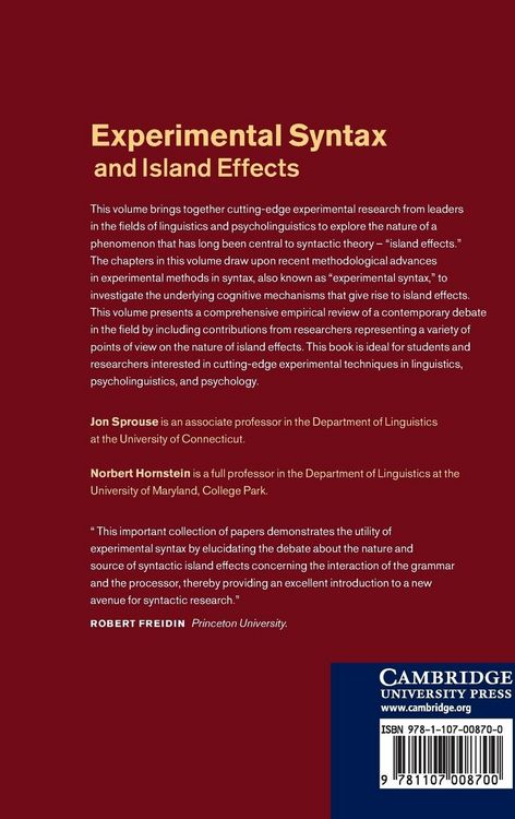 Produktbild: Experimental Syntax and Island Effects