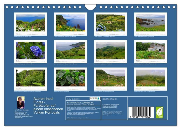 Produktbild: Azoren-Insel Flores - Farbtupfer auf einem erloschenen Vulkan Portugals (Wandkalender 2026 DIN A4 quer), CALVENDO Monatskalender