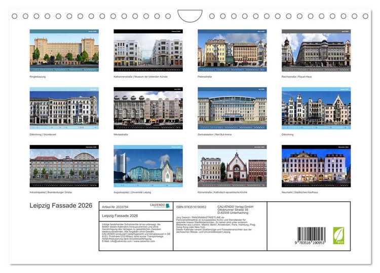 Produktbild: Leipzig Fassade 2026 (Wandkalender 2026 DIN A4 quer), CALVENDO Monatskalender