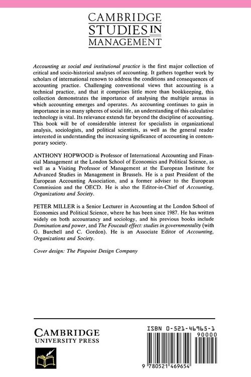 Produktbild: Accounting as Social and Institutional Practice