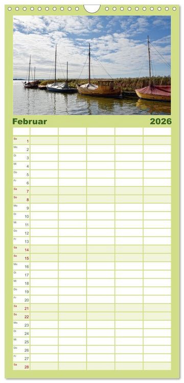 Produktbild: Familienplaner 2026 - OSTSEEGL&Uuml;CK - Gl&uuml;cksmomente auf dem Dar&szlig; mit 5 Spalten (Wandkalender, 21 x 45 cm) CALVENDO