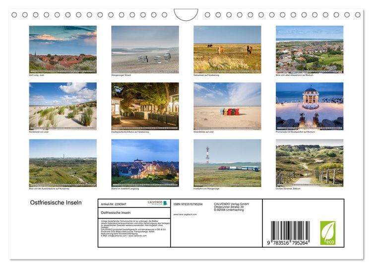 Produktbild: Ostfriesische Inseln (Wandkalender 2027 DIN A4 quer), CALVENDO Monatskalender
