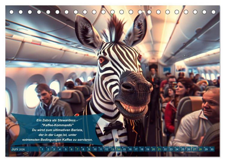 Produktbild: Tierisch lustige Stewardessen (Tischkalender 2026 DIN A5 quer), CALVENDO Monatskalender