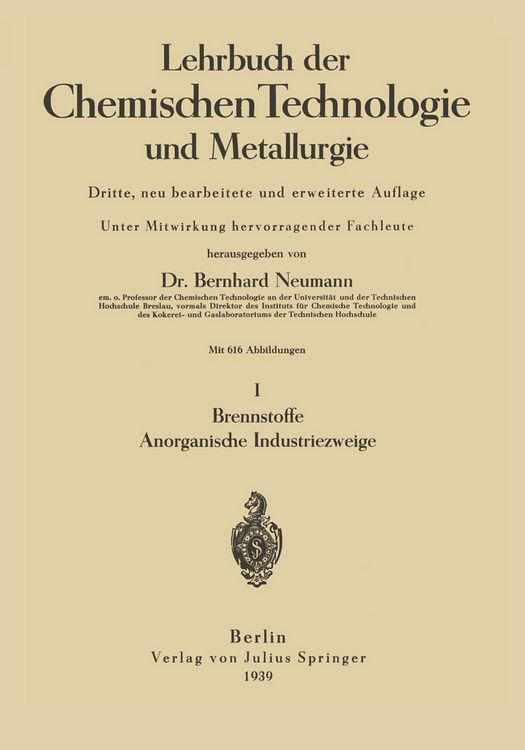 Produktbild: Lehrbuch der Chemischen Technologie und Metallurgie