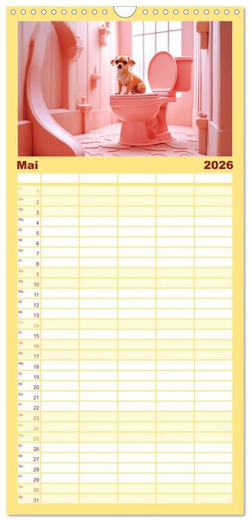 Produktbild: Familienplaner 2026 - Sitz, Platz, Sp&uuml;l - Hunde auf dem Thron mit 5 Spalten (Wandkalender, 21 x 45 cm) CALVENDO