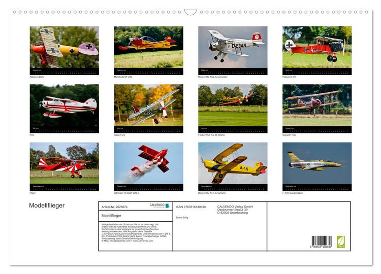 Produktbild: Modellflieger (Wandkalender 2026 DIN A2 quer), CALVENDO Monatskalender