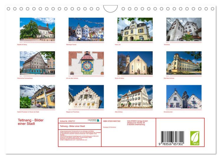 Produktbild: Tettnang - Bilder einer Stadt (Wandkalender 2026 DIN A4 quer), CALVENDO Monatskalender