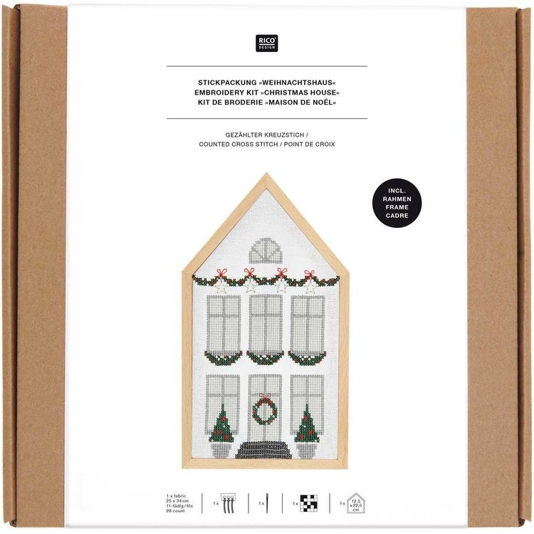 Produktbild: Stickpackung Gez&auml;hlter Kreuzstich, Haus mittel, inkl. Dekost