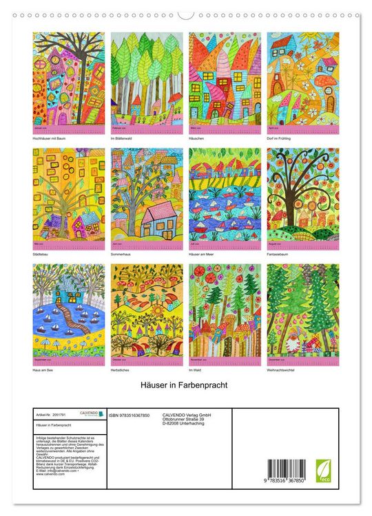 Produktbild: H&auml;user in Farbenpracht (hochwertiger Premium Wandkalender 2026 DIN A2 hoch), Kunstdruck in Hochglanz