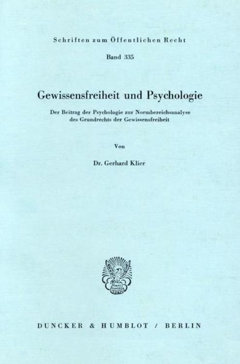 Produktbild: Gewissensfreiheit und Psychologie.