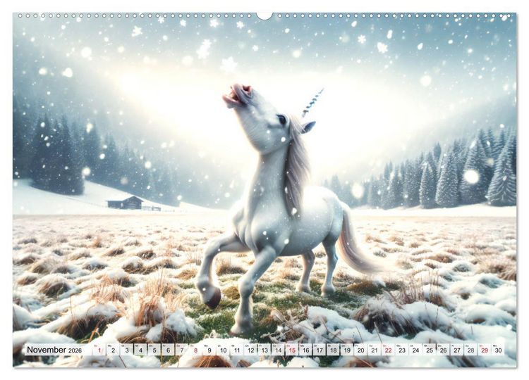 Produktbild: Mystische Einh&ouml;rner - Jahreszeiten im Einhornland (Wandkalender 2026 DIN A2 quer), CALVENDO Monatskalender