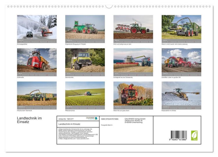 Produktbild: Landtechnik im Einsatz (hochwertiger Premium Wandkalender 2026 DIN A2 quer), Kunstdruck in Hochglanz