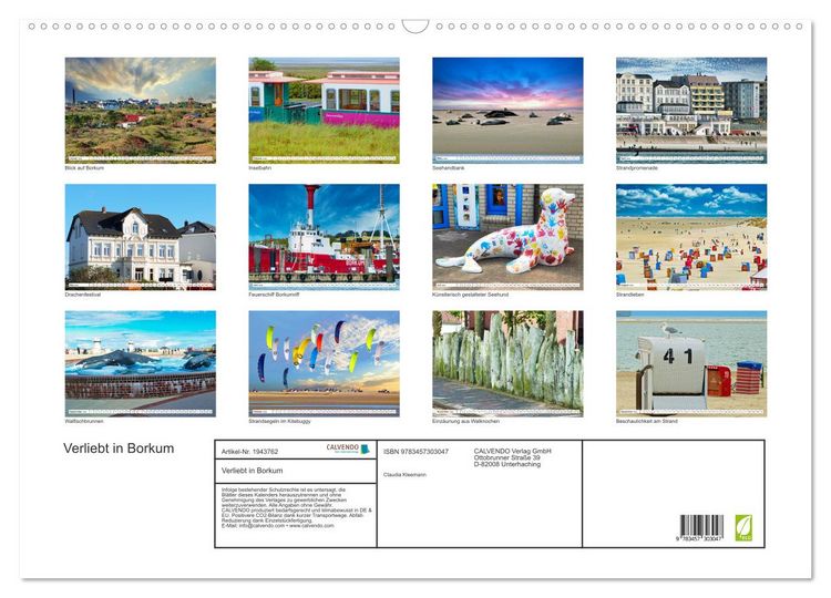 Produktbild: Verliebt in Borkum (Wandkalender 2026 DIN A2 quer), CALVENDO Monatskalender